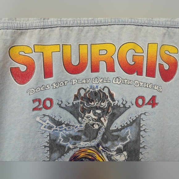 Sturgis 2004 Black Hills Rally cut-off denim LARGE shirt embroidered - Picture 8 of 16